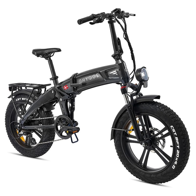 Hygge Soro Black folding electric bike on a white background