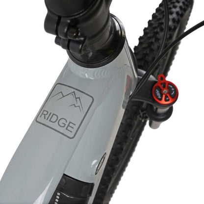 Claud Butler Ridge 1.0 suspension fork Close-up with 'Ridge' branding on a white background