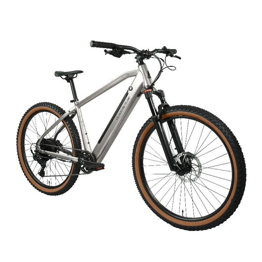 Claud Butler Ridge 2.0 side view with a silver frame and black components on a white background
