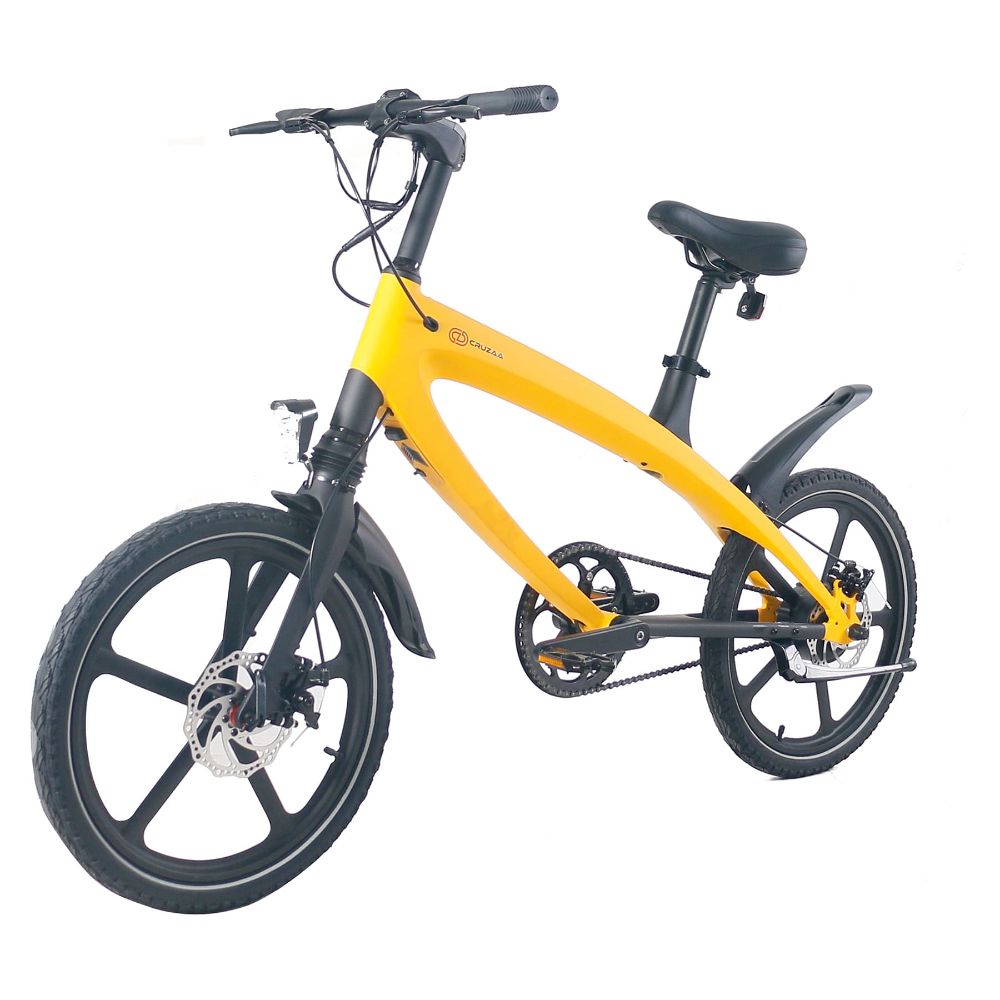 Cruzaa City e-bike solarbeam yellow side view on a white background