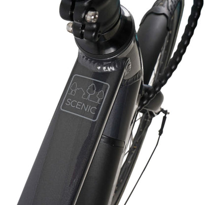 Dawes Scenic Crossbar ebike Close-up of 'Scenic' branding on a white background