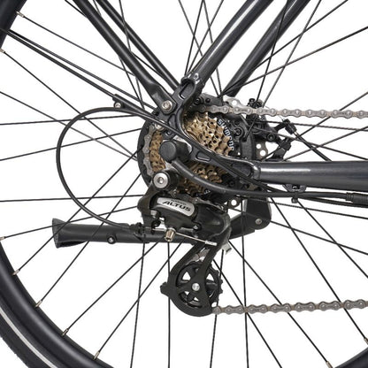 Dawes Scenic Crossbar ebike rear cassette and derailleur Close-up on a white background