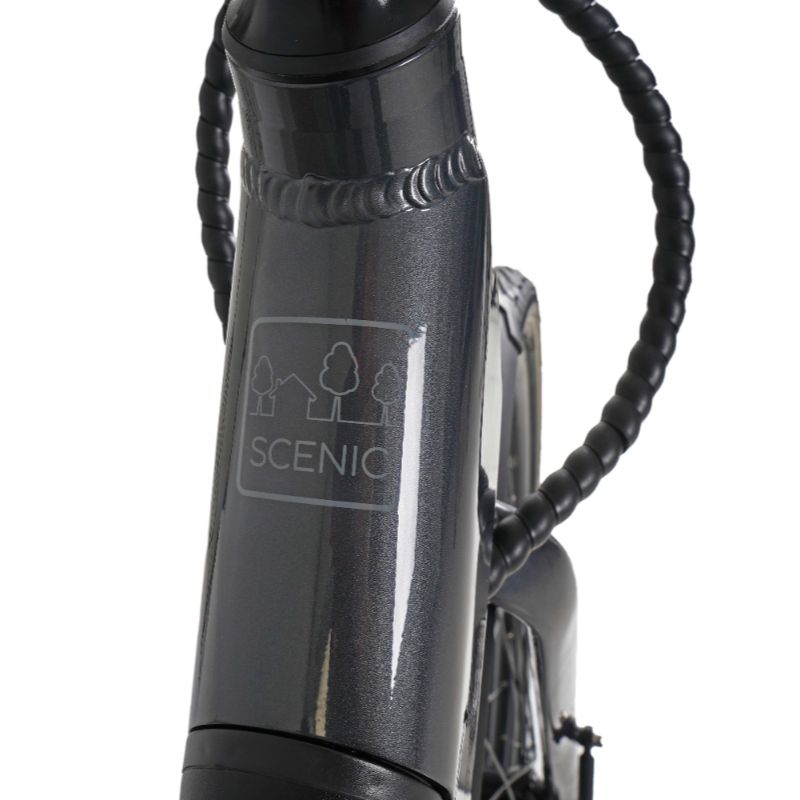 Dawes Scenic Low Step e-bike Close-up 'Scenic' branding on a white background