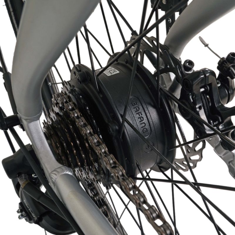 Falcon Horizon Cross Bar Hybrid e-bike rear hub motor Close-up on a white background