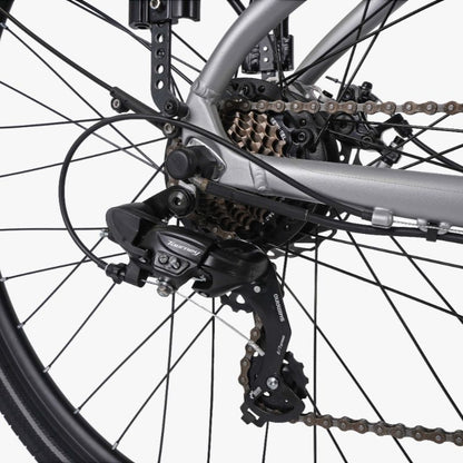 Falcon Horizon Low Step e-bike rear derailleur and cassette Close-up on a white background
