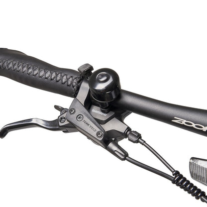 Hygge Losso Close-up handlebar with Shimano and Tektro components on a white background