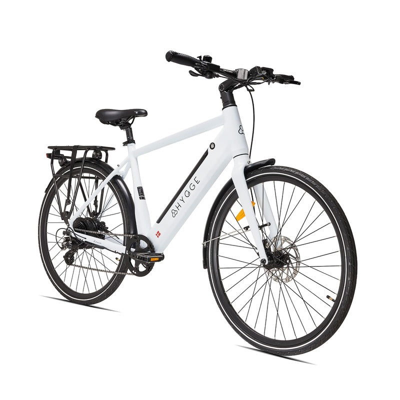 Hygge Losso White electric bicycle with black details on a white background