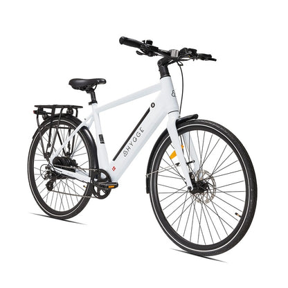 Hygge Losso White electric bicycle with black details on a white background