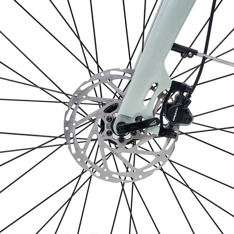 Hygge Nivo Close-up of disc brake system on a white background