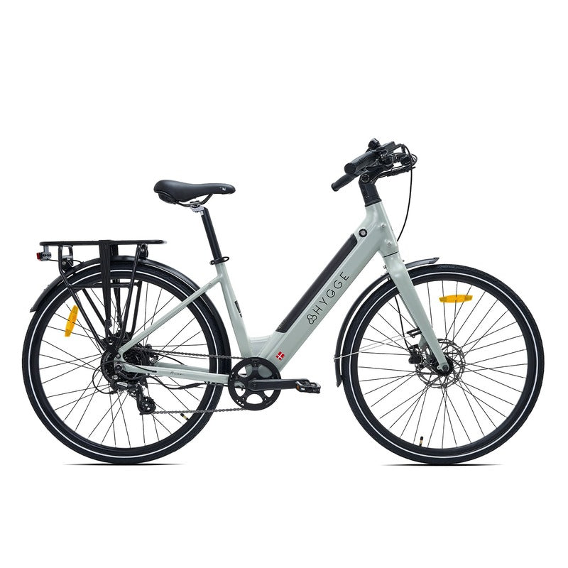 Hygge Nivo grey electric bicycle on a white background