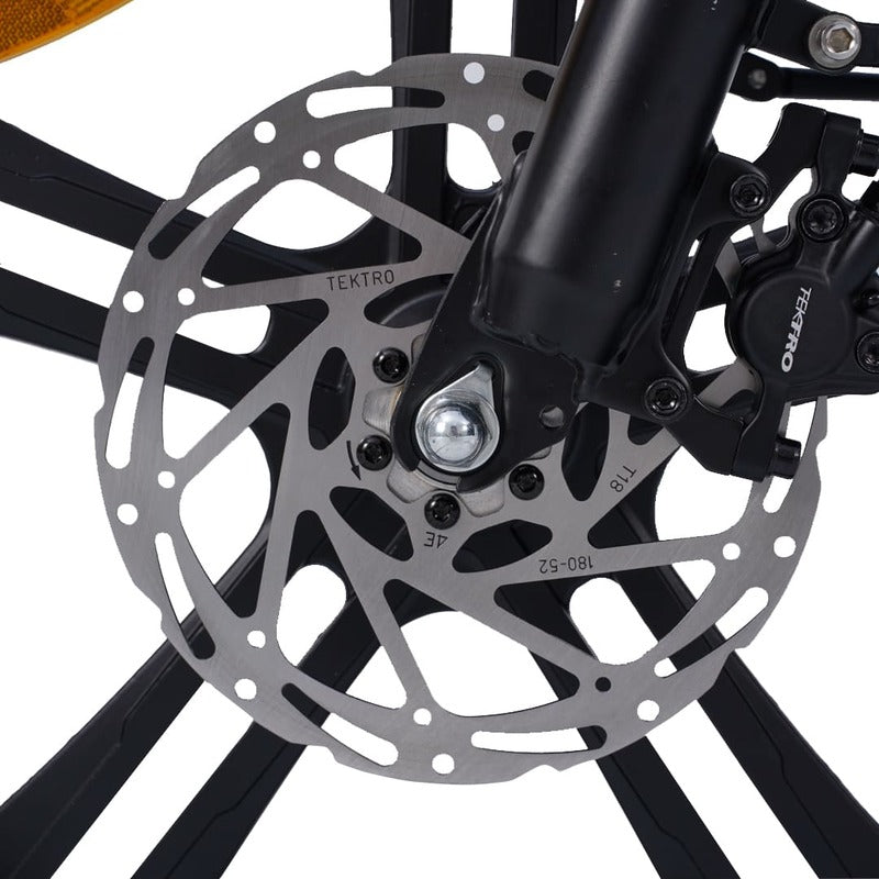 Hygge Soro Close-up disc brake system with Tektro branding on a white background