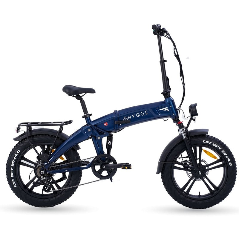 Hygge Soro Blue electric bike with 'Hygge' branding on a white background