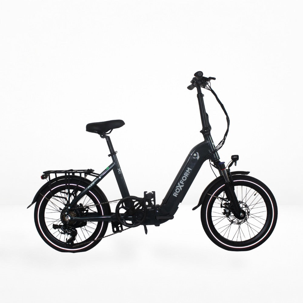 Roxform Plico folding ebike grey side view on a white background