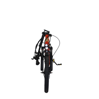 Roxform Plico folding ebike red folded handlebar on a white background