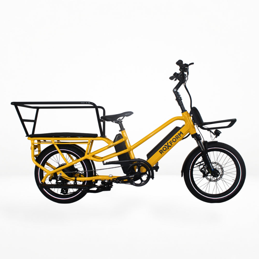 Roxform Porto L yellow with caboose side view on a white background