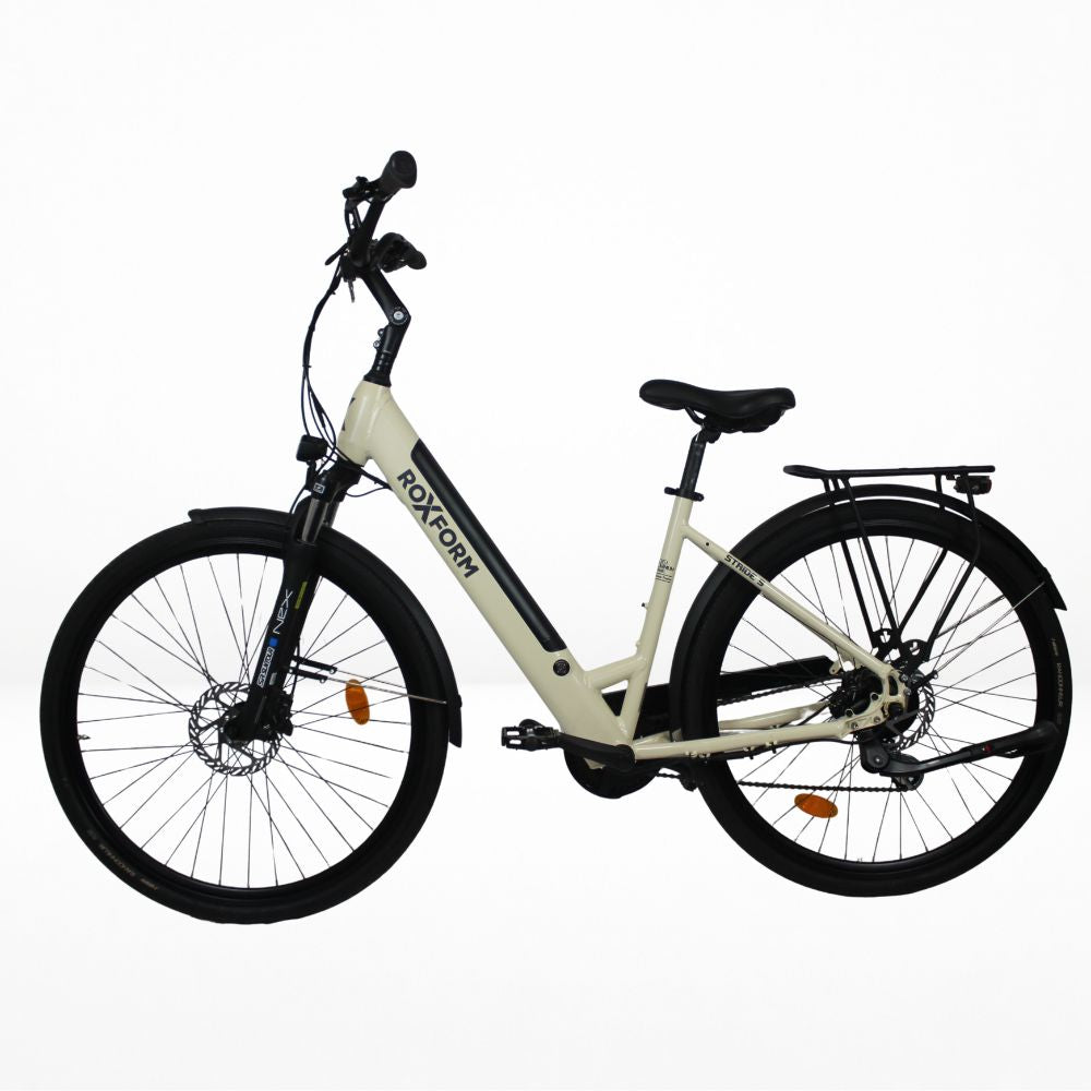 Roxform Stride S e-bike light ivory with 'Roxform' branding on a white background