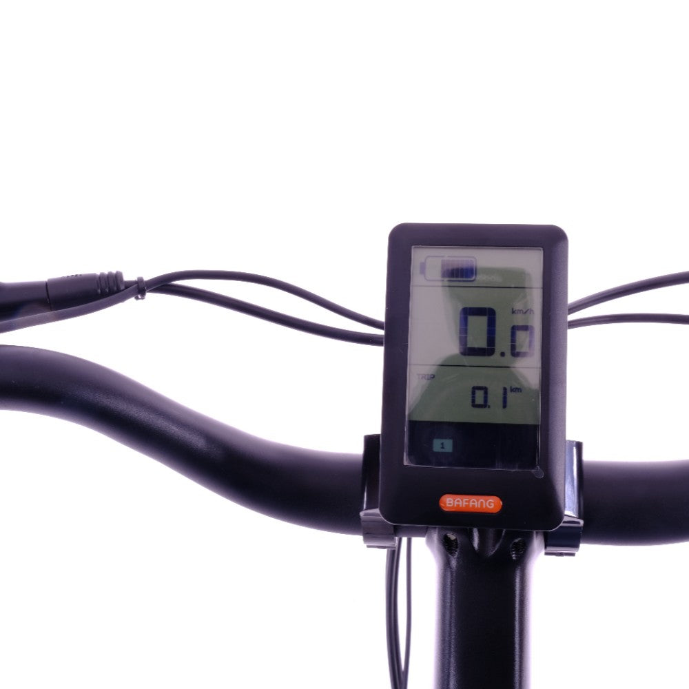 Roxform Valor L e-bike Digital display on handlebar with Bafang brand name.