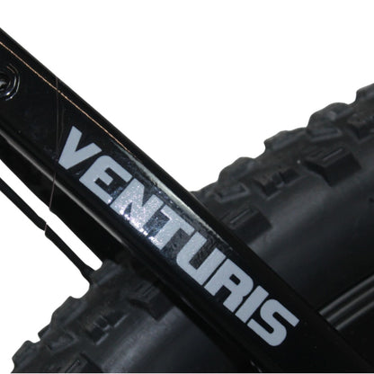 Roxform Venturis eMTB black Close-up 'Venturis' branding on a white background