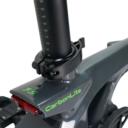 e-go CarbonLite3S adjustable seat post close-up on a white background