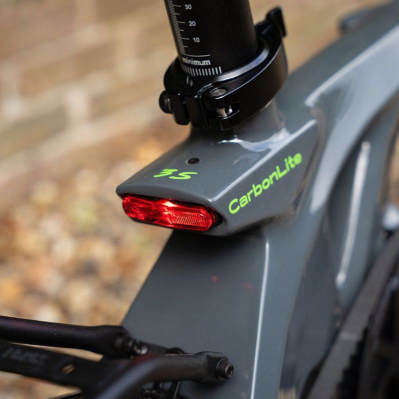 e-go CarbonLite3S integrated rear light close-up on a blurred natural background