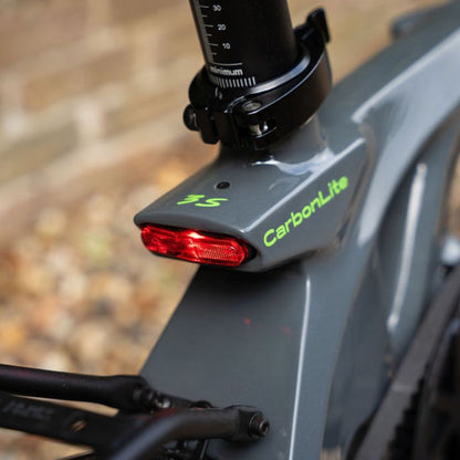 e-go CarbonLite3S integrated rear light close-up on a blurred natural background
