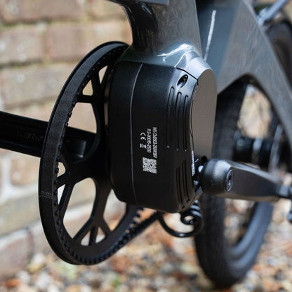 e-go CarbonLite3S mid-drive motor with a blurred background