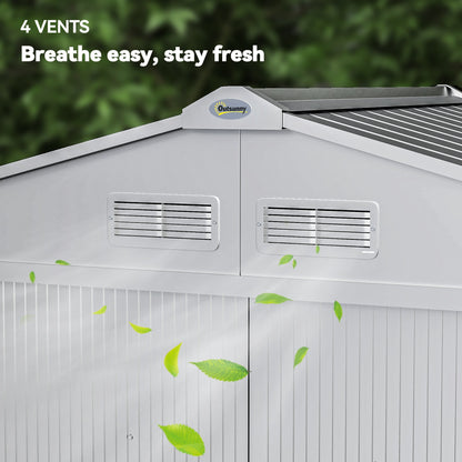 Outsunny 7 x 4ft Lockable Metal Garden Tool Storage Shed Storage - Light Grey